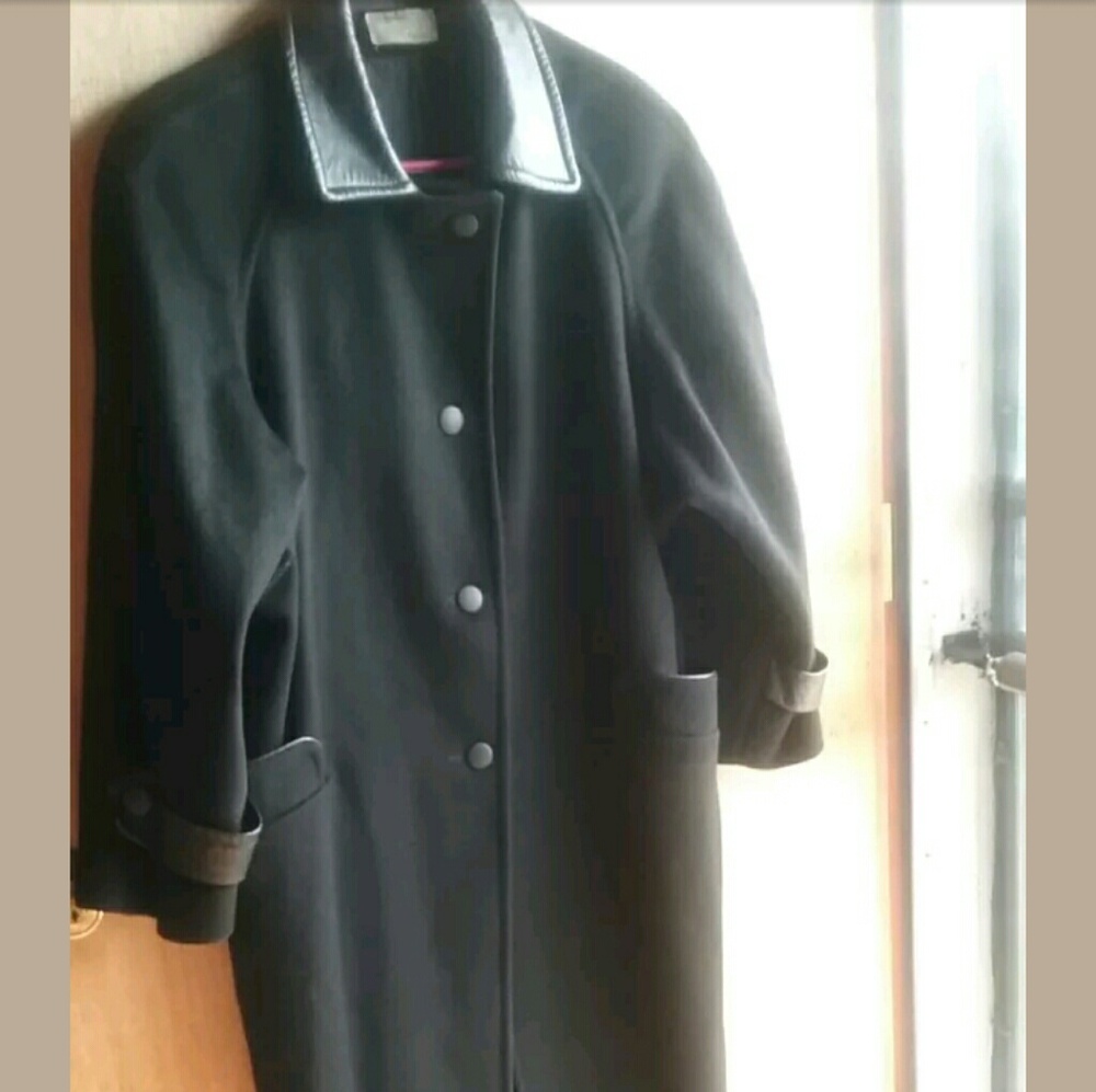 FASHION BY JILL LONG BLACK WOOL COAT L